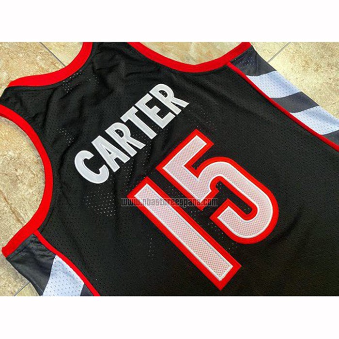 Camiseta Toronto Raptors Vince Carter NO 15 Hardwood Classics Throwback Negro Violeta